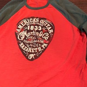 Martin and co guitar theme raglan T-shirt